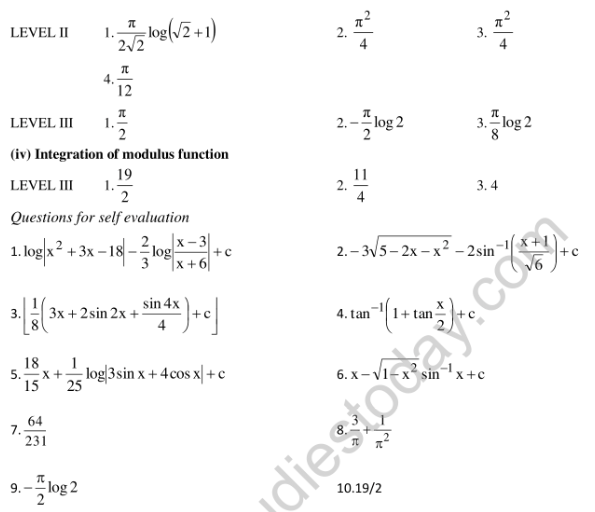 Cbse Class 12 Mathematics Hots Indefinite And Definite Integrals Set A